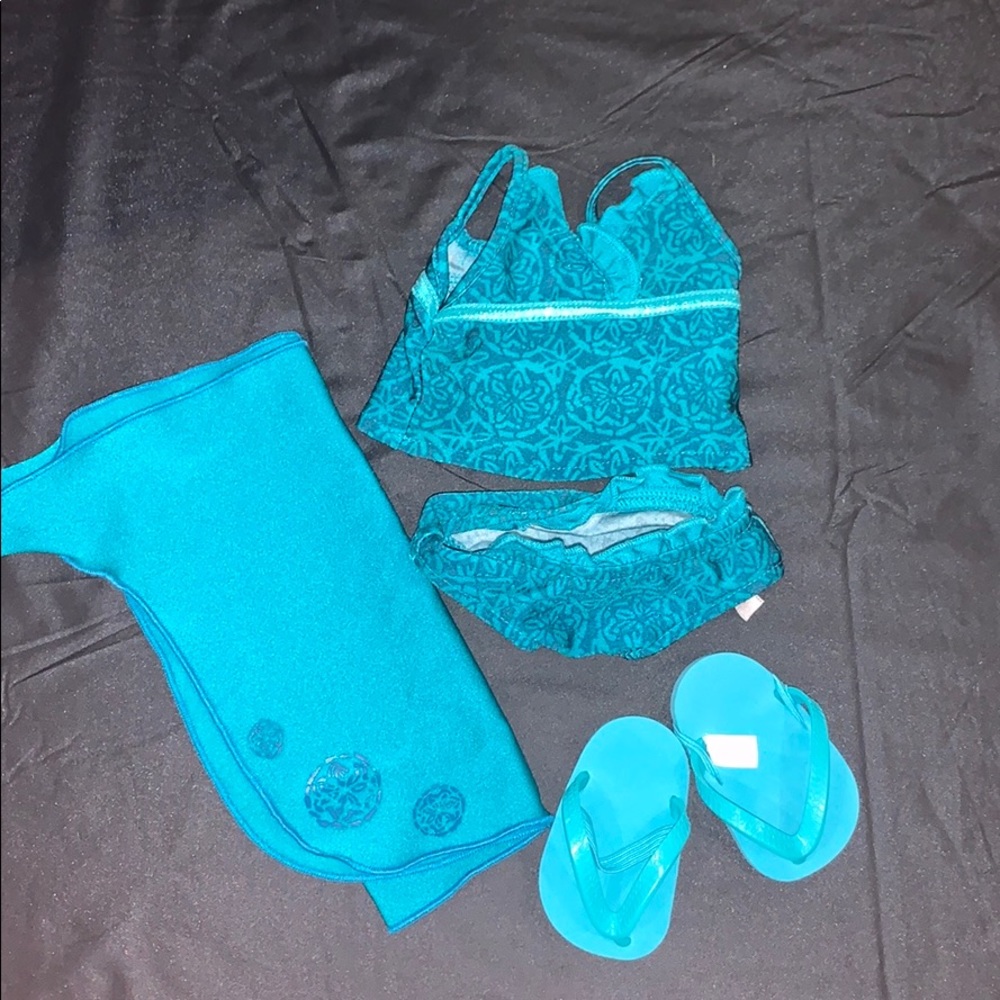 Teal American Girl Doll Bathing suit with cover up